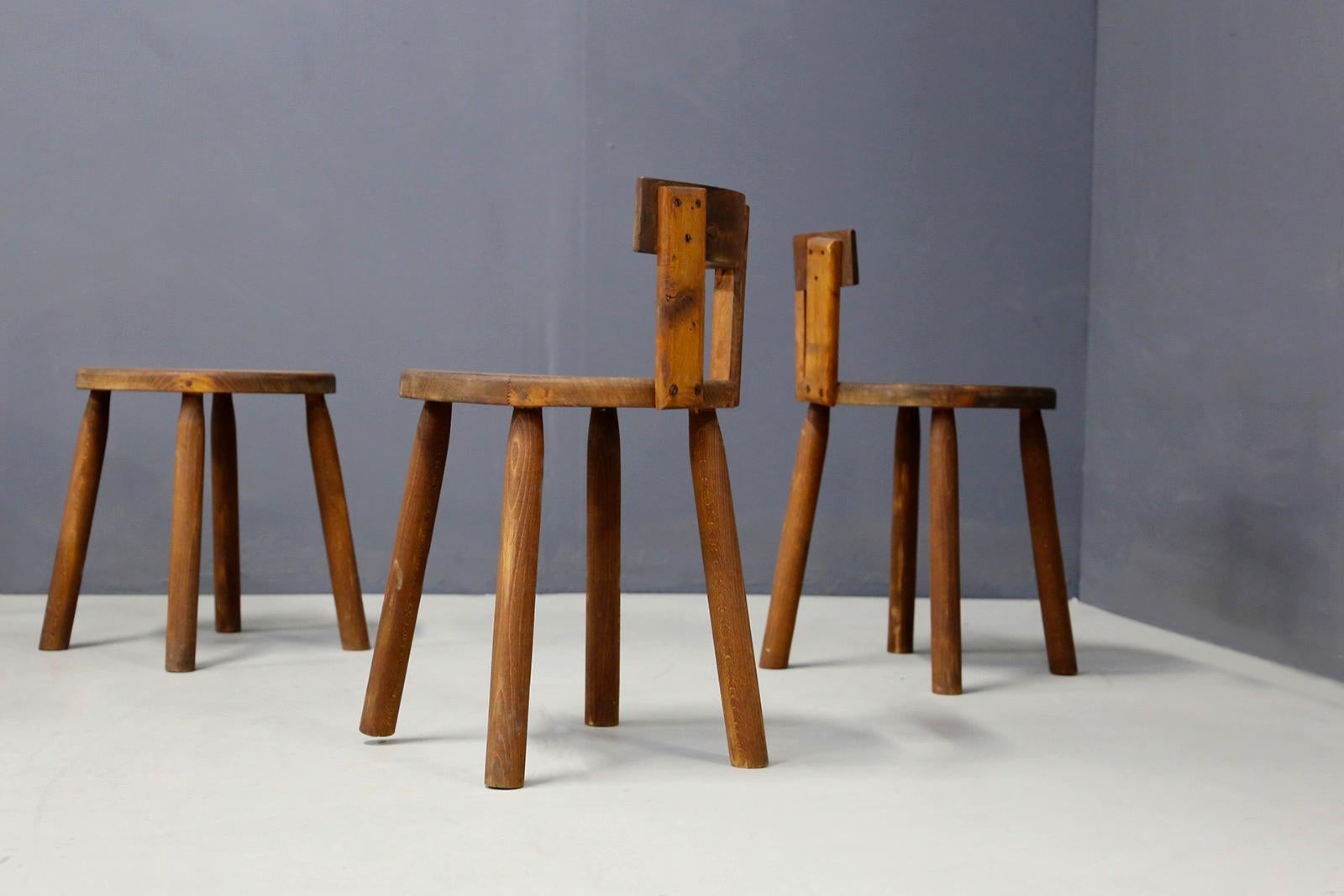 Set of Six French Midcentury Chair, in Wood of 1950s In Good Condition In Milano, IT