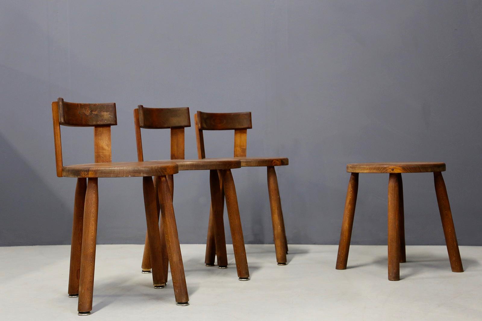 Mid-20th Century Set of Six French Midcentury Chair, in Wood of 1950s