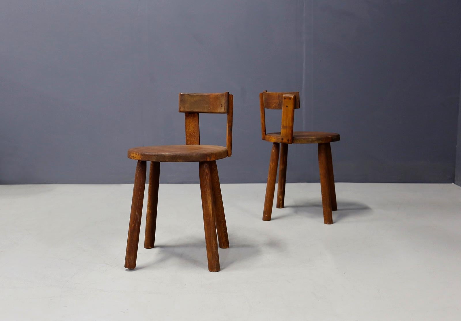 Set of Six French Midcentury Chair, in Wood of 1950s 1