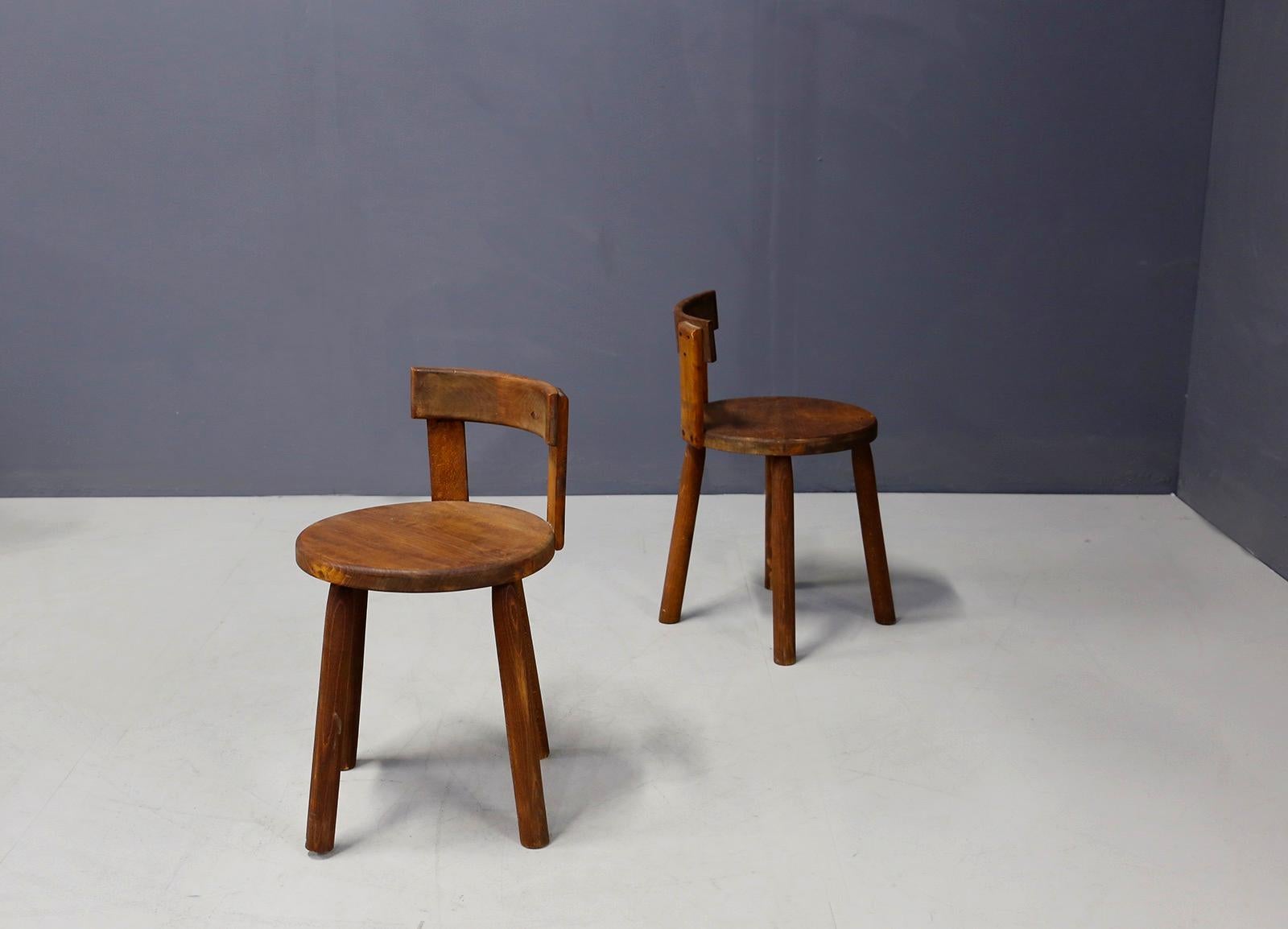 Set of Six French Midcentury Chair, in Wood of 1950s 2