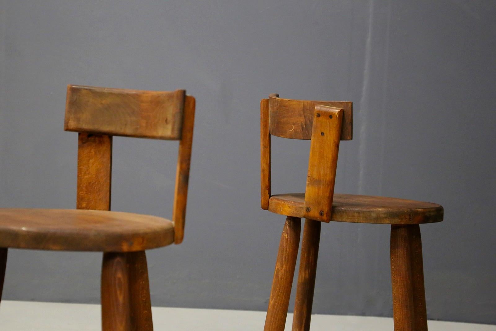 Set of Six French Midcentury Chair, in Wood of 1950s 3