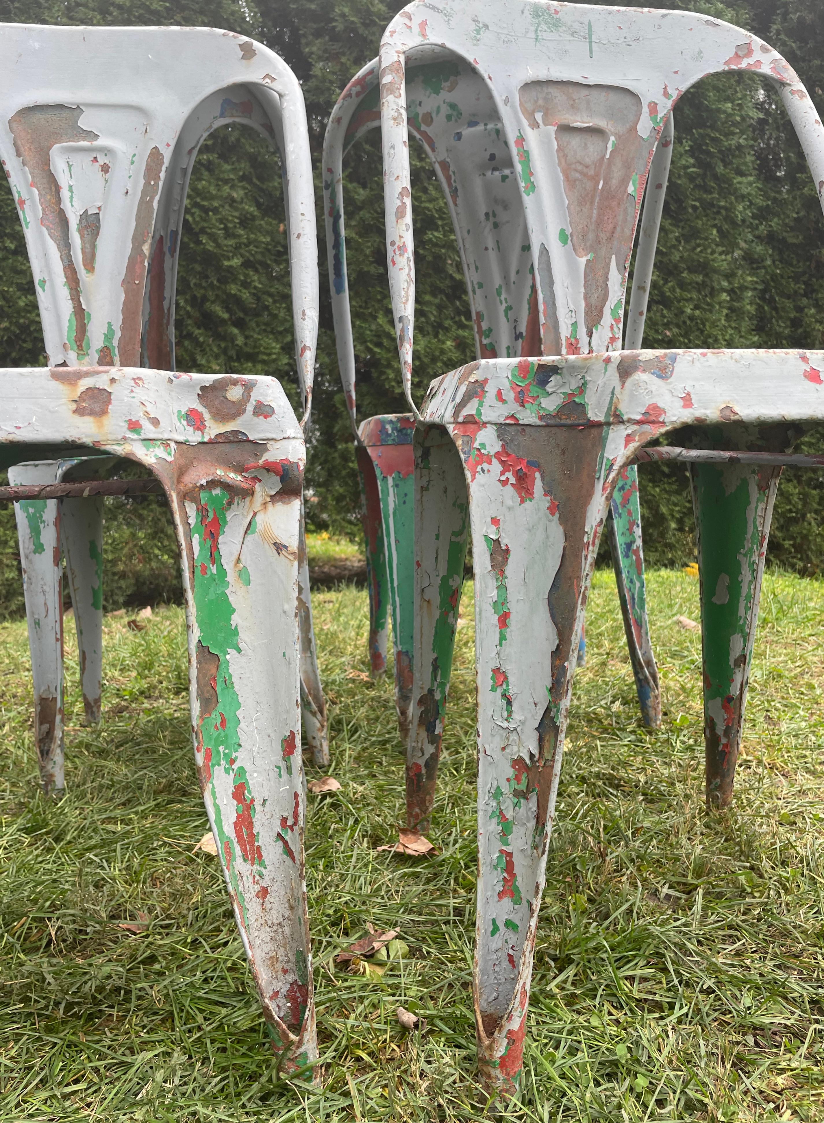 Set of Six French Multipl's Chairs in Stunning Mottled Paint For Sale 5