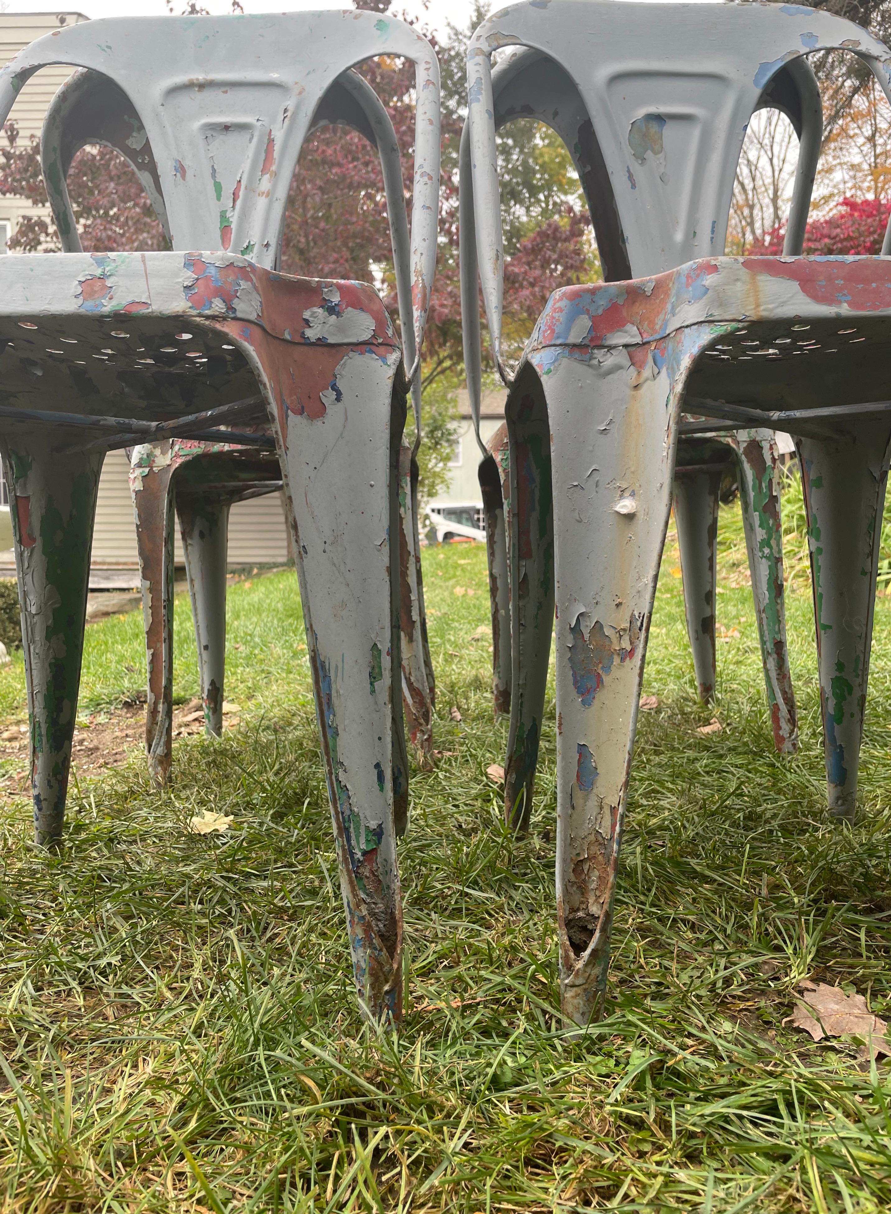 Set of Six French Multipl's Chairs in Stunning Mottled Paint For Sale 7