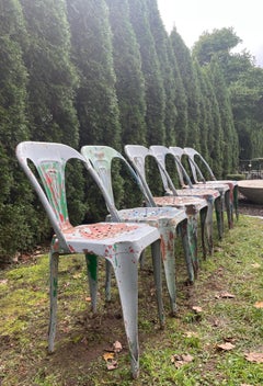 Set of Six French Multipl's Chairs in Stunning Mottled Paint
