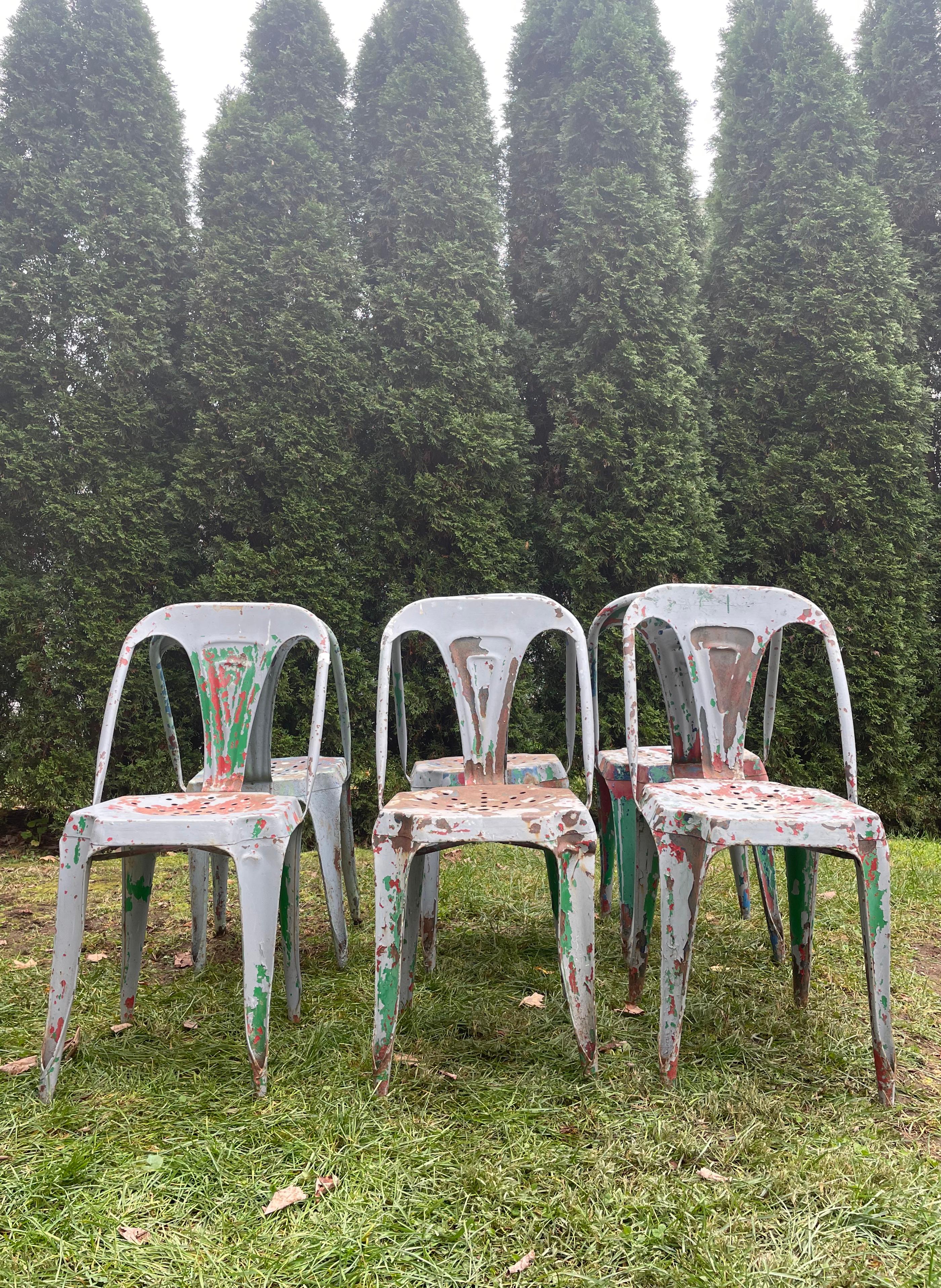 Set of Six French Multipl's Chairs in Stunning Mottled Paint In Good Condition For Sale In Woodbury, CT