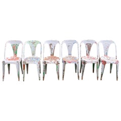 Set of Six French Multipl's Chairs in Stunning Mottled Paint