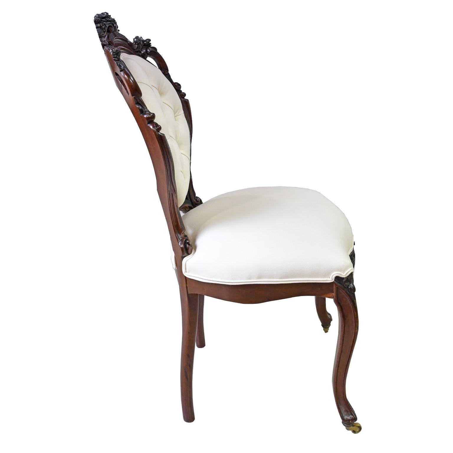 Set of 6 French Napoleon III Balloon-Back Dining Chairs with Upholstery 1