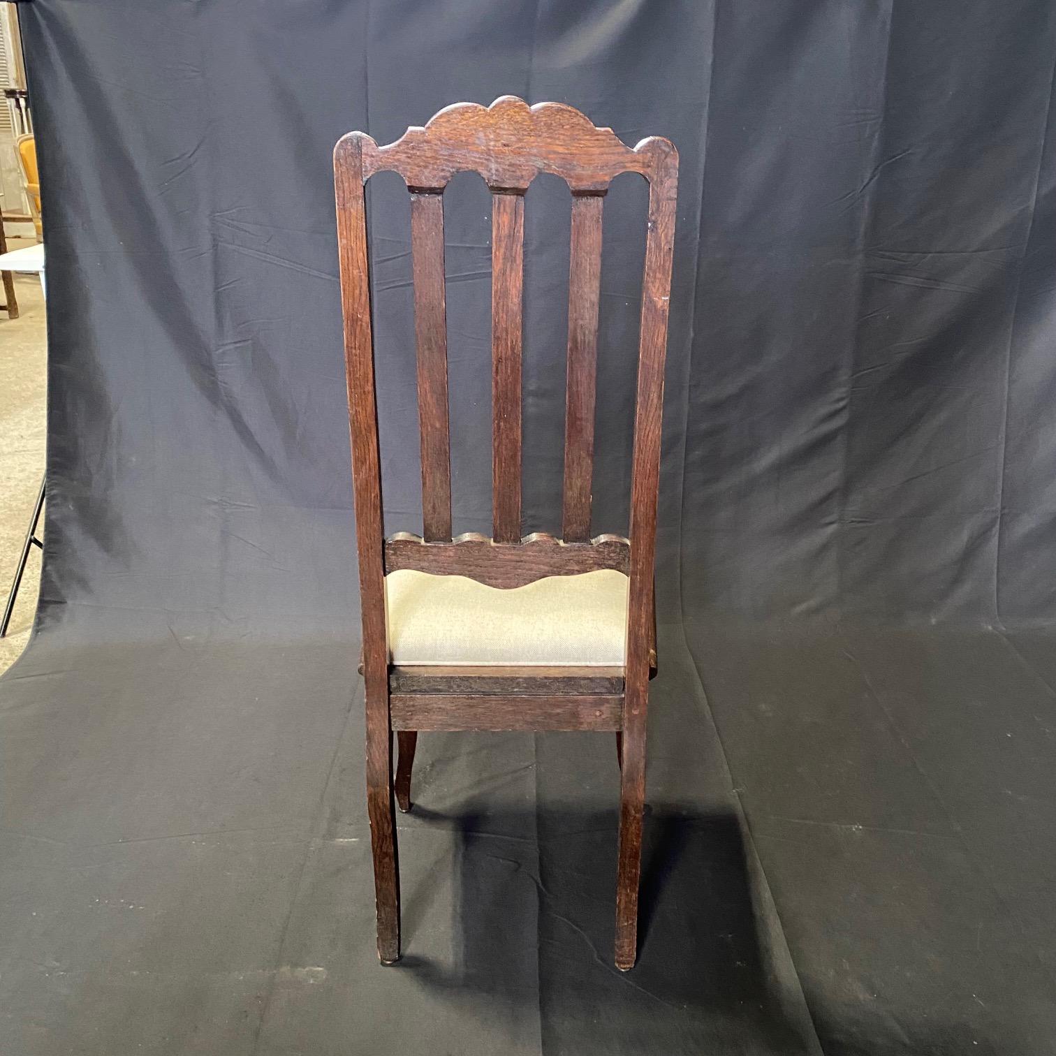 Set of Six French Oak Hand Carved 19th Century Dining Side Chairs For Sale 1