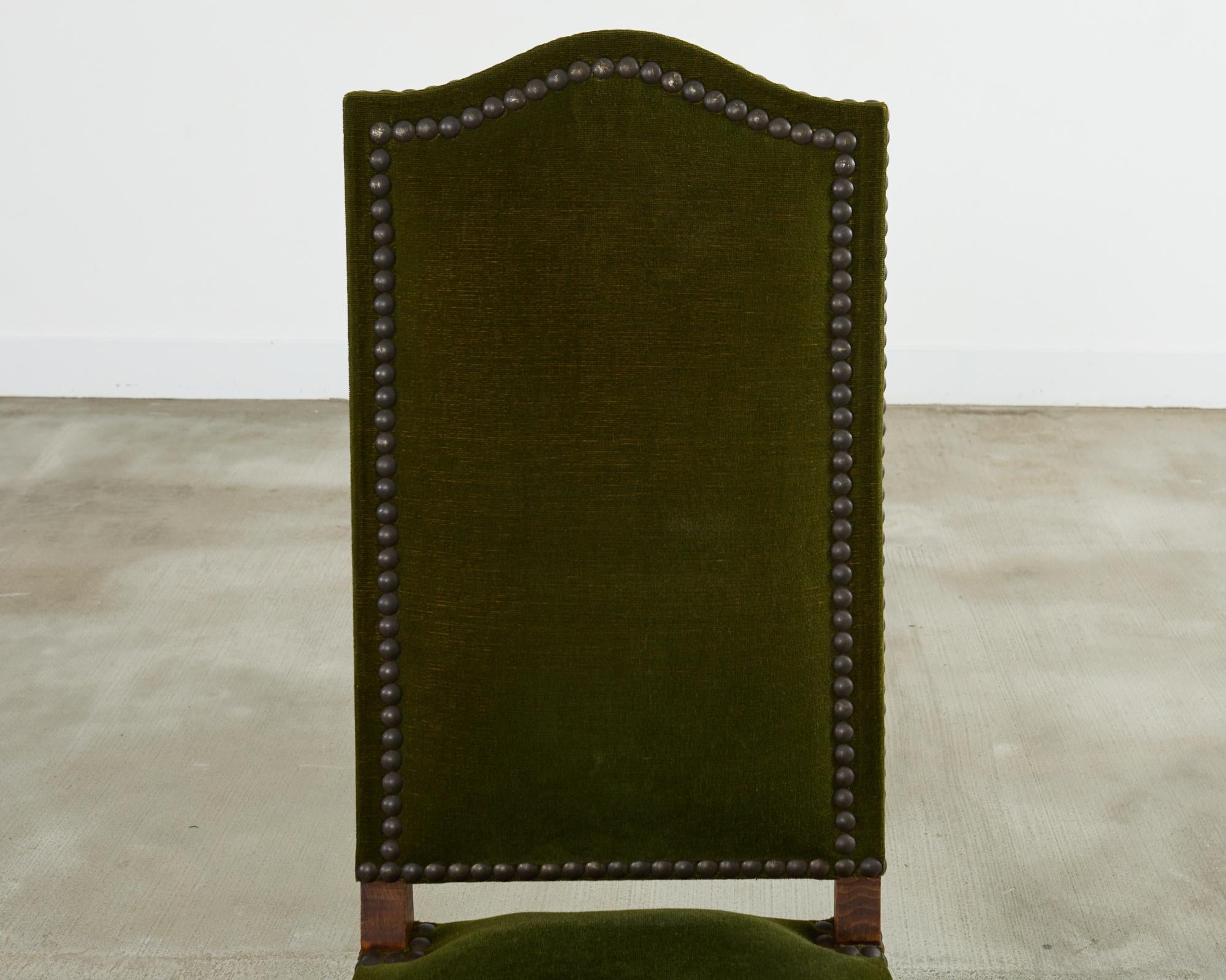 Set of Six French Os de Mouton Dining Chairs in Mohair Velvet For Sale 6