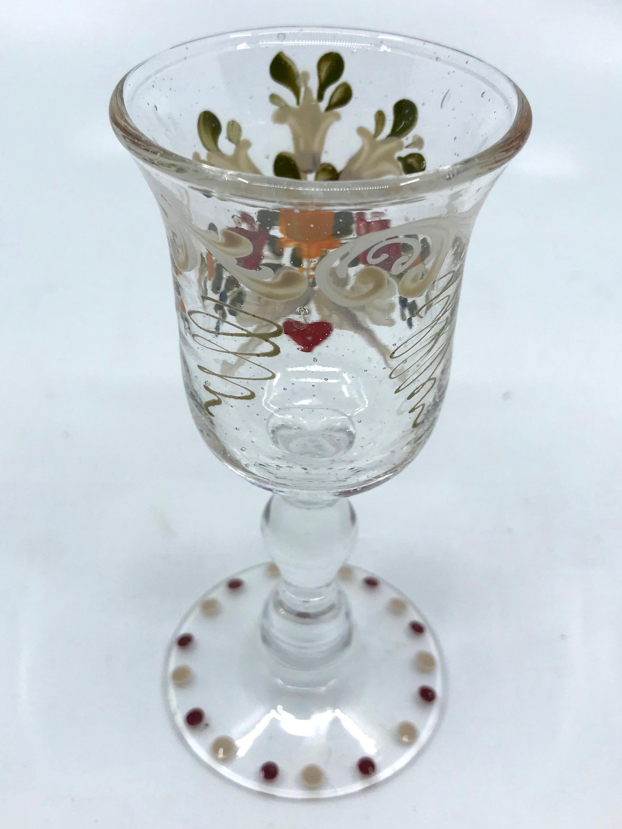 Set of Six French Painted Glasses For Sale 2