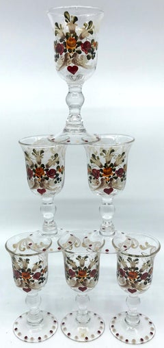Set of Six French Painted Glasses