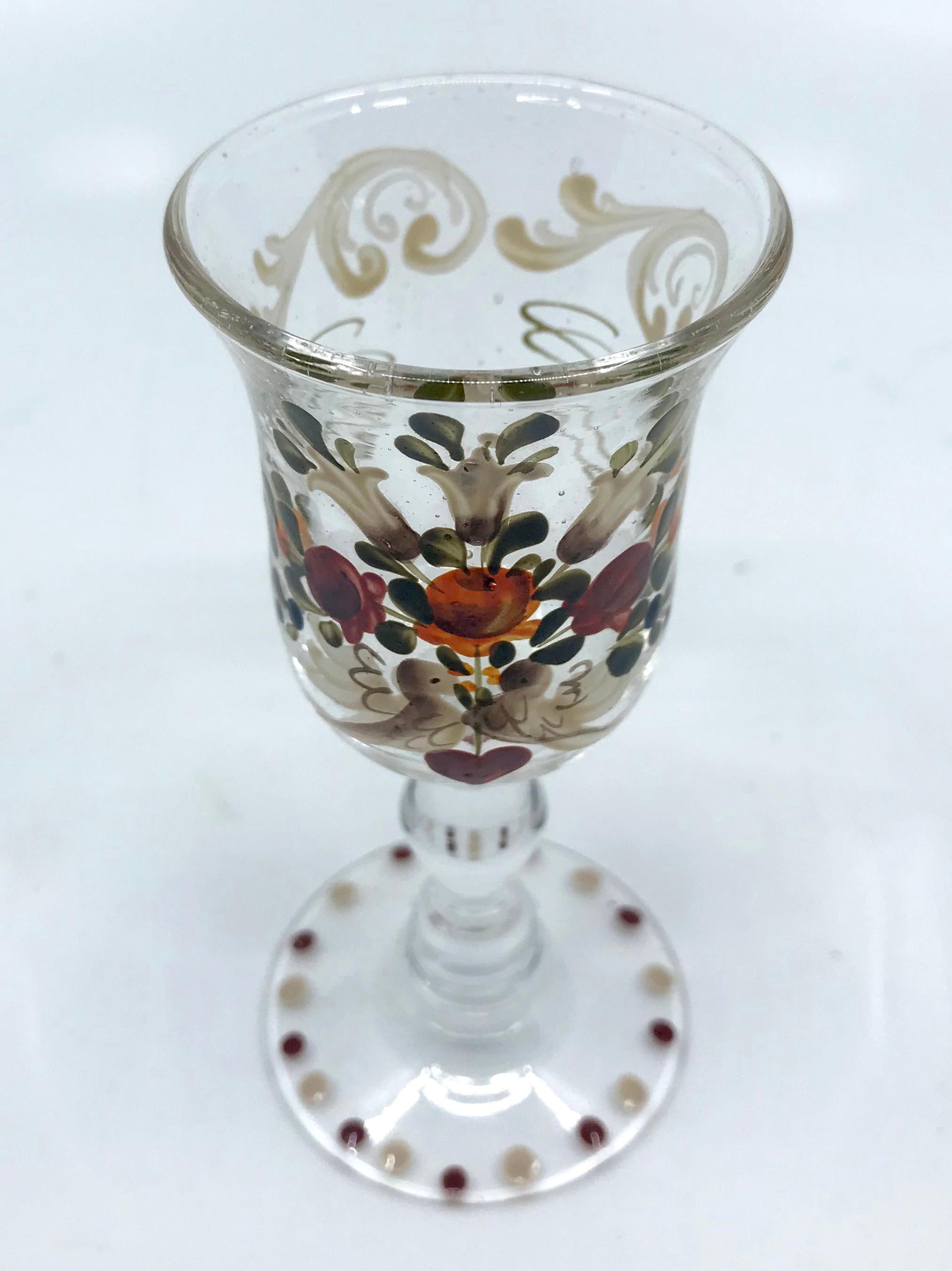 Set of Six French Painted Glasses In Good Condition For Sale In New York, NY