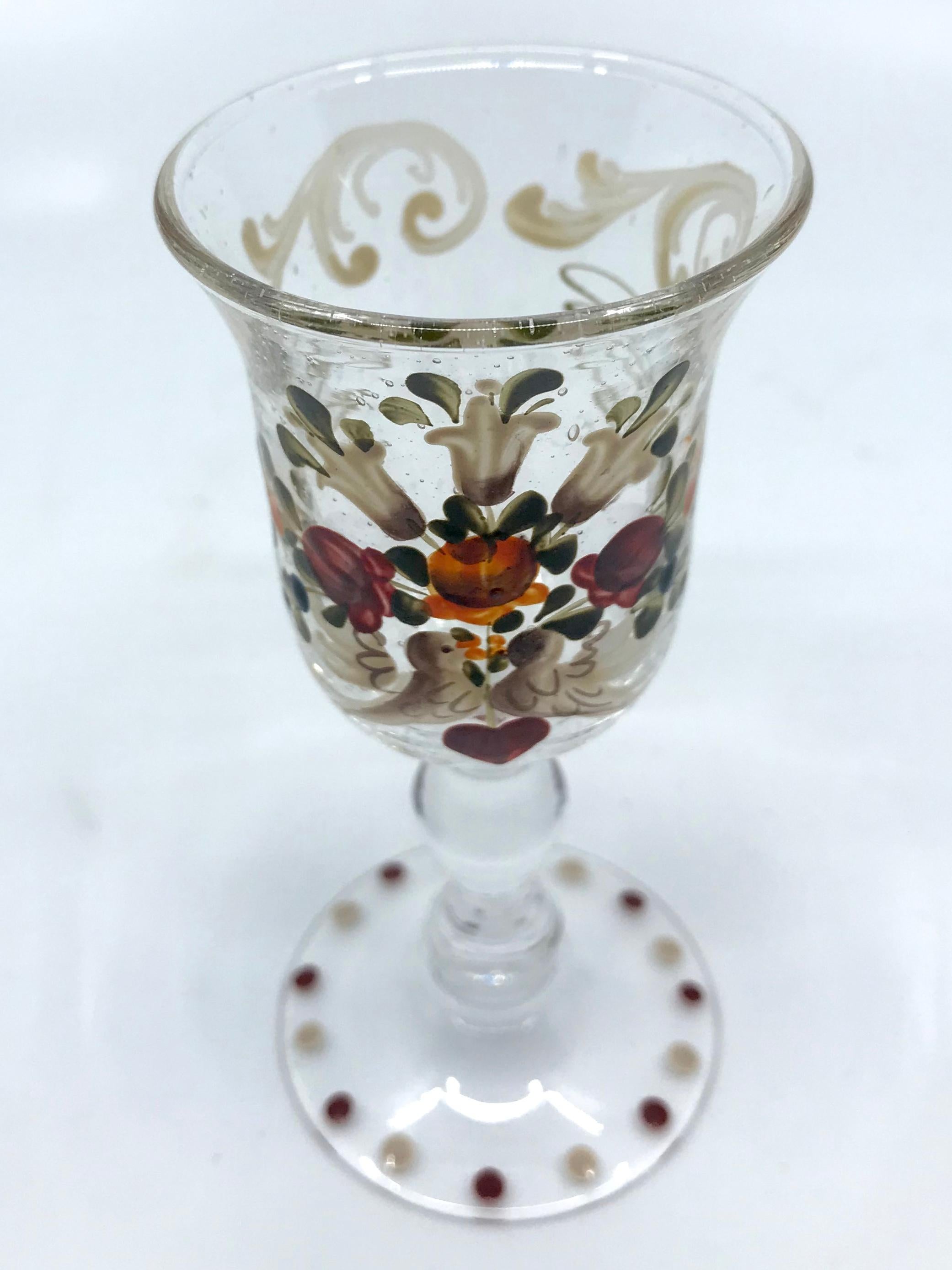 19th Century Set of Six French Painted Glasses For Sale