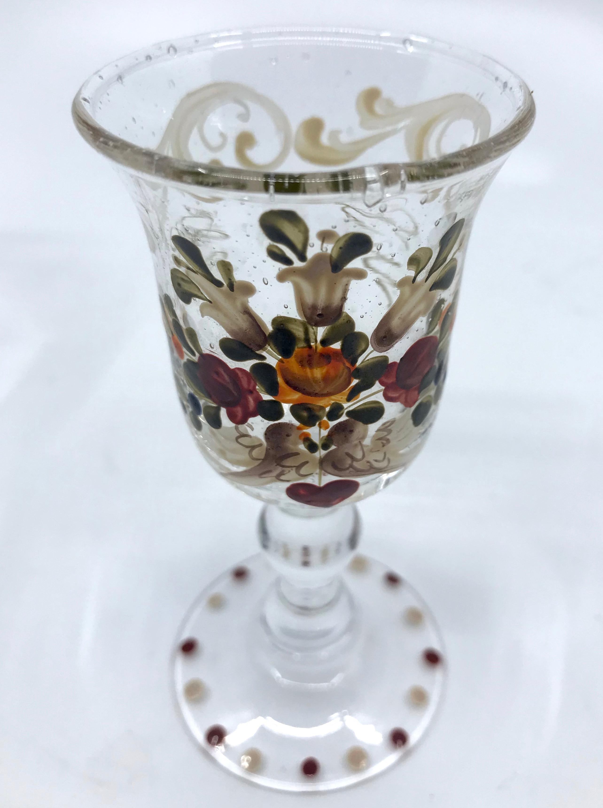 Set of Six French Painted Glasses For Sale 1