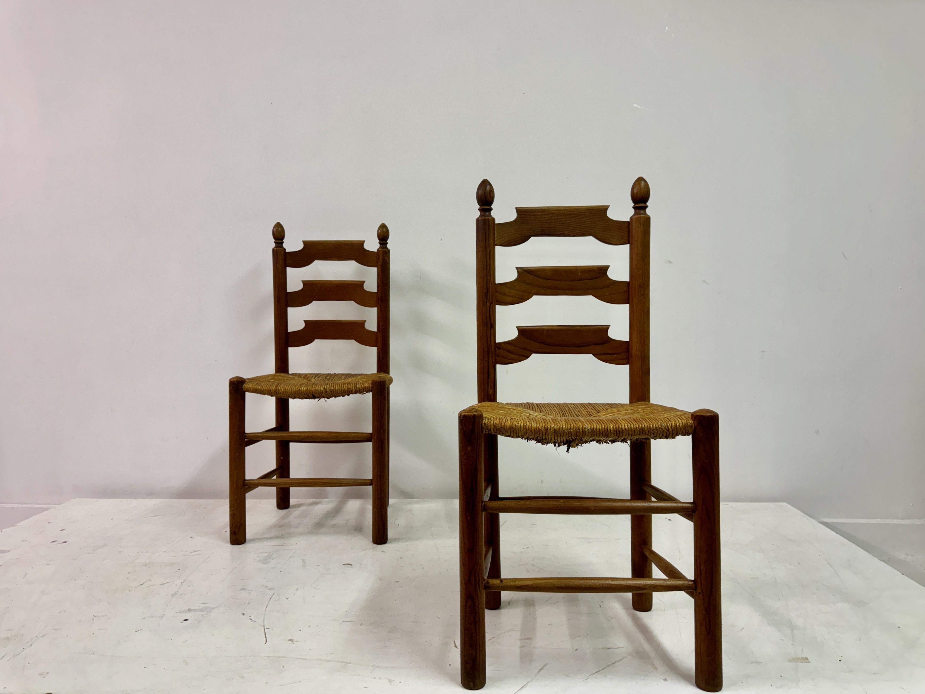 Set of Six French Pine and Rush Dining Chairs For Sale 6
