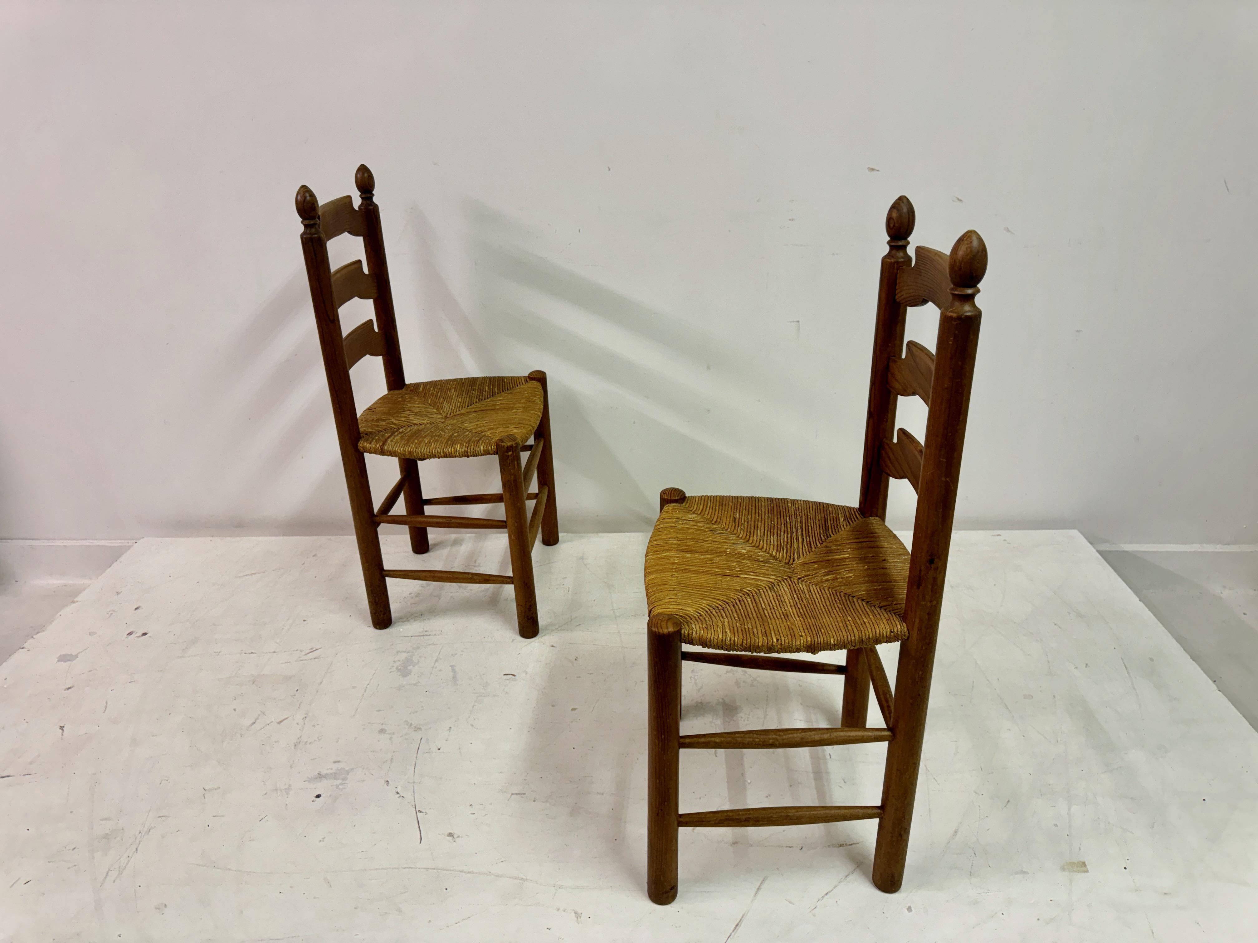 Set of Six French Pine and Rush Dining Chairs For Sale 9