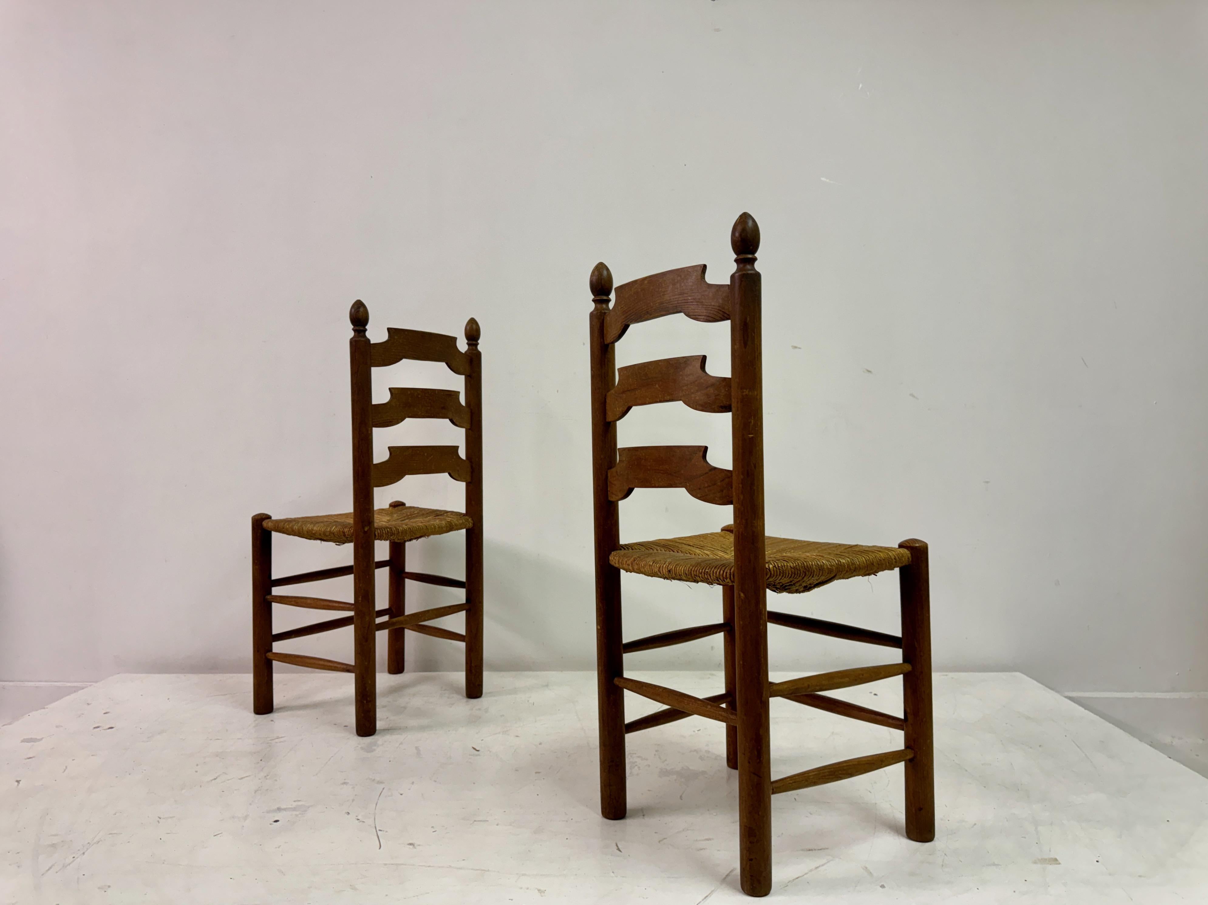 Set of Six French Pine and Rush Dining Chairs For Sale 12