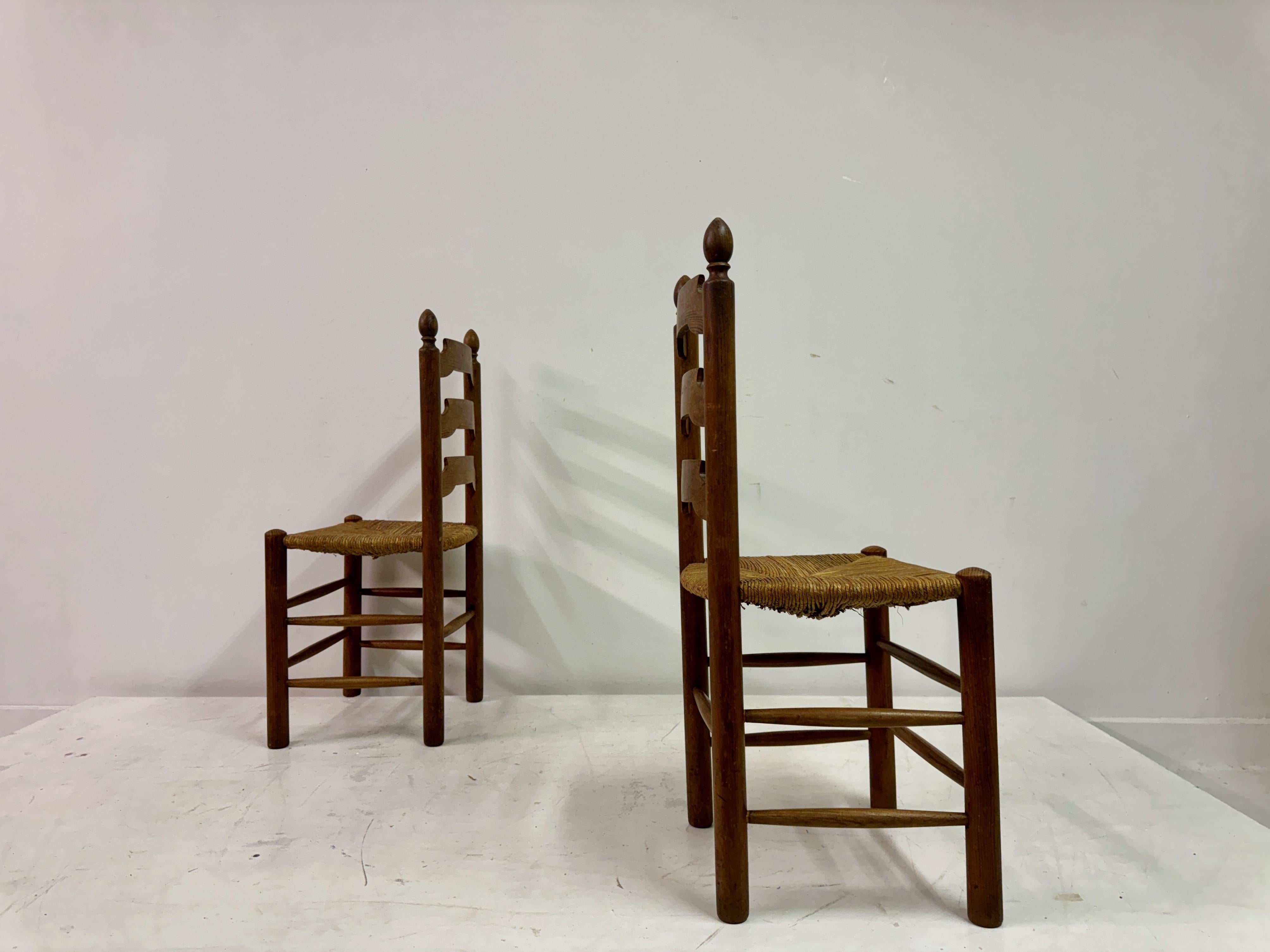 Set of Six French Pine and Rush Dining Chairs For Sale 13
