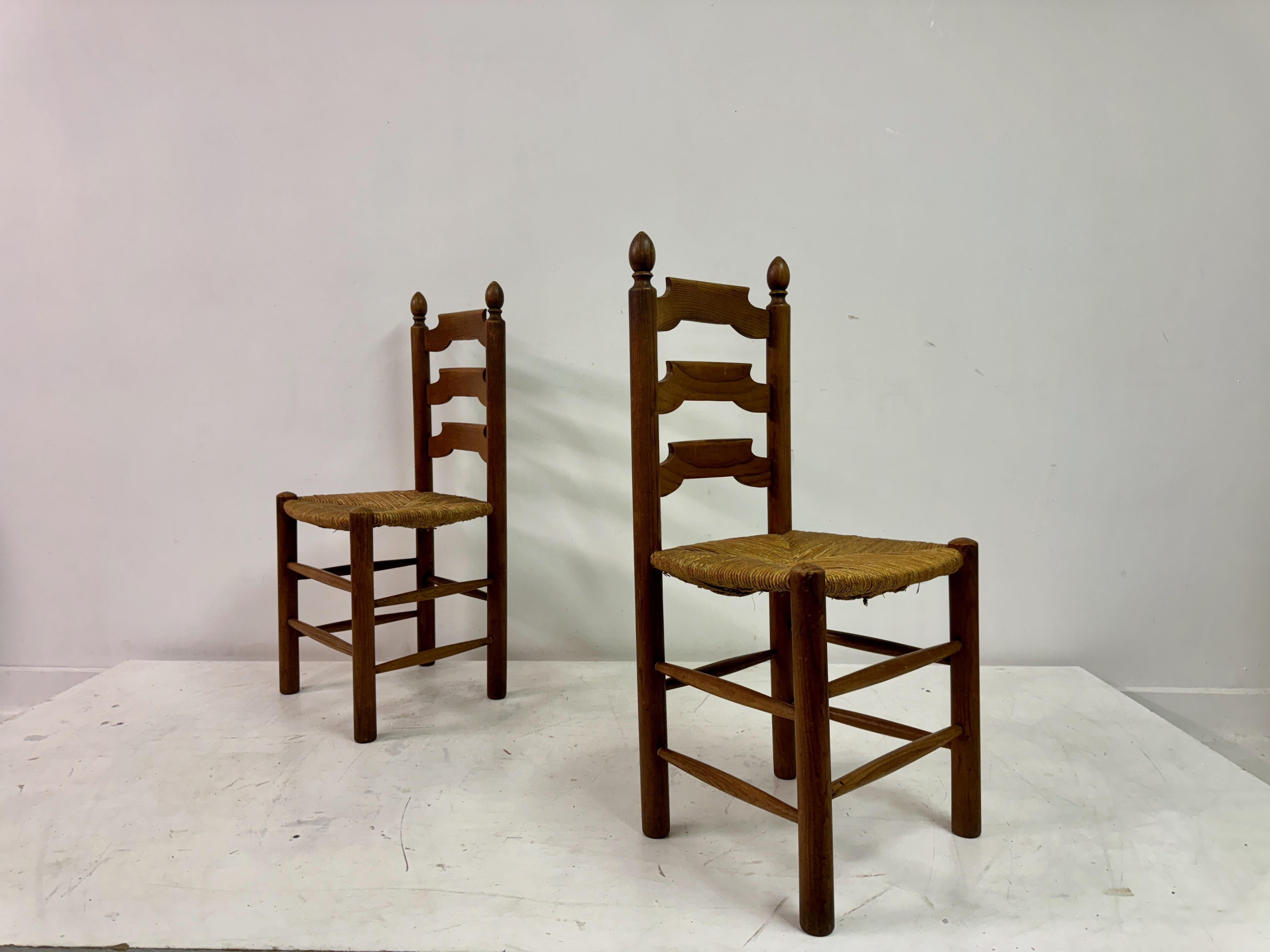 Set of Six French Pine and Rush Dining Chairs For Sale 14