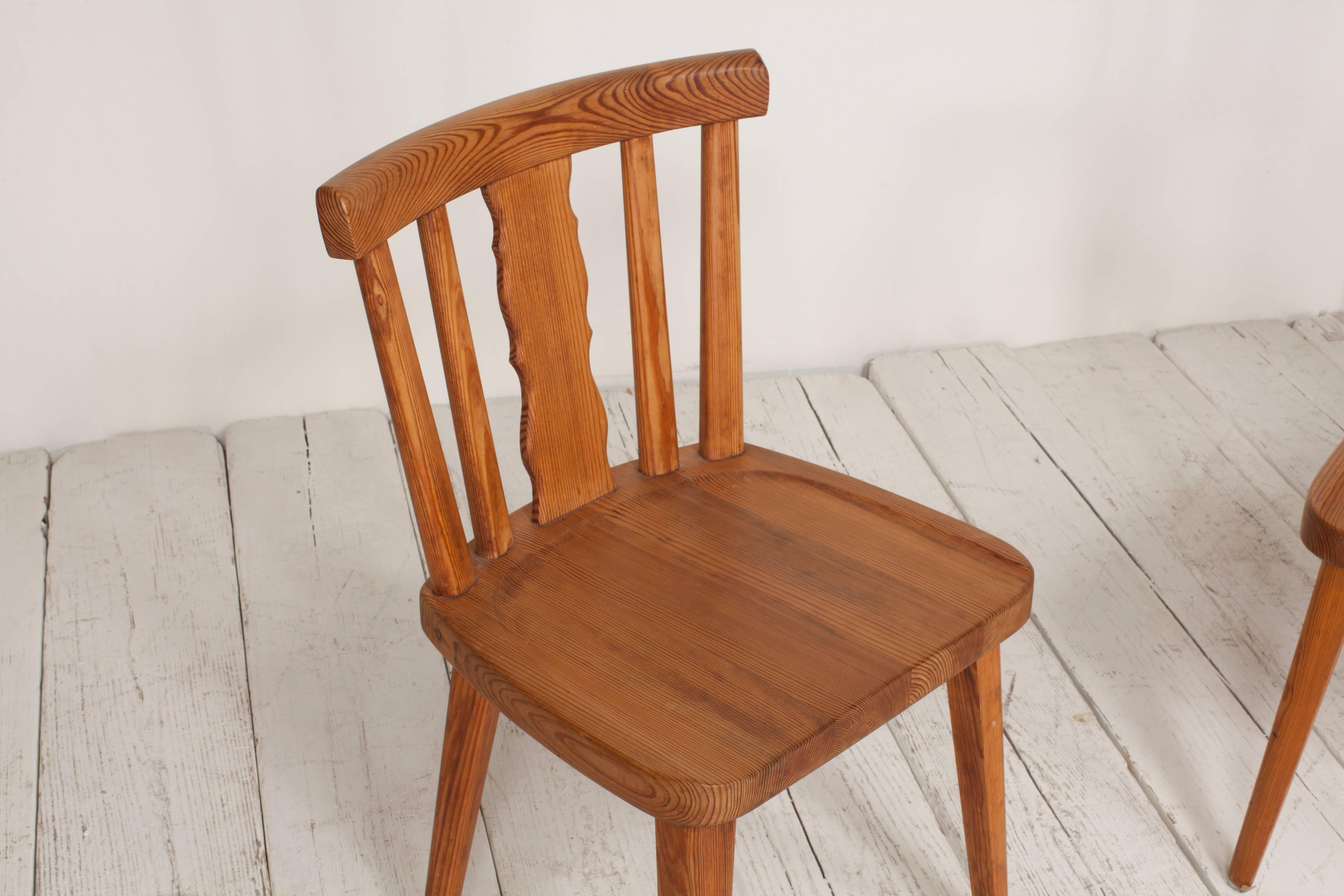 Set of Six French Pine Dining Chairs with Beautiful Centre Splat Details 2