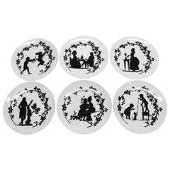 Ensemble de six assiettes à dessert Assiettes Pompadour en porcelaine française par La Chaise Lo