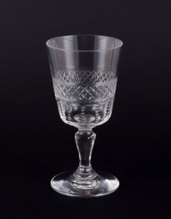 Set of six French port wine glasses in crystal glass. Ca 1900
