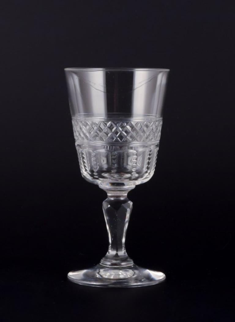 Set of six French port wine glasses in crystal glass. Ca 1900 In Excellent Condition For Sale In Copenhagen, DK