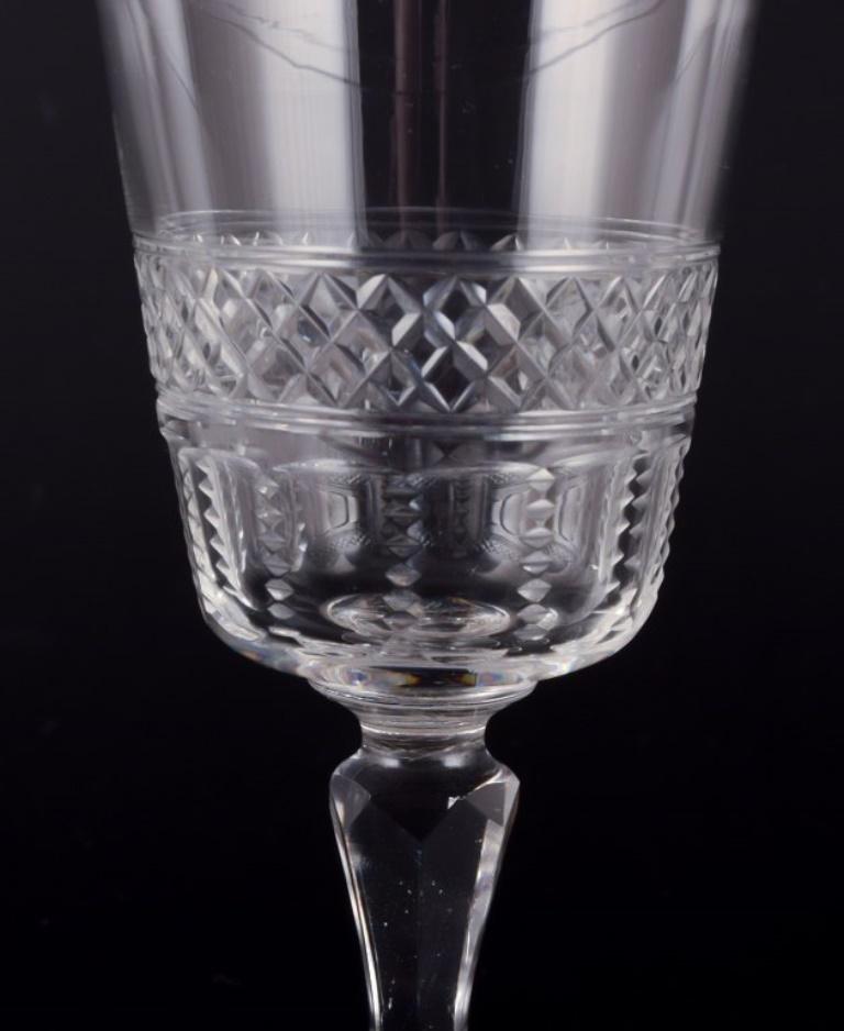 Early 20th Century Set of six French port wine glasses in crystal glass. Ca 1900 For Sale