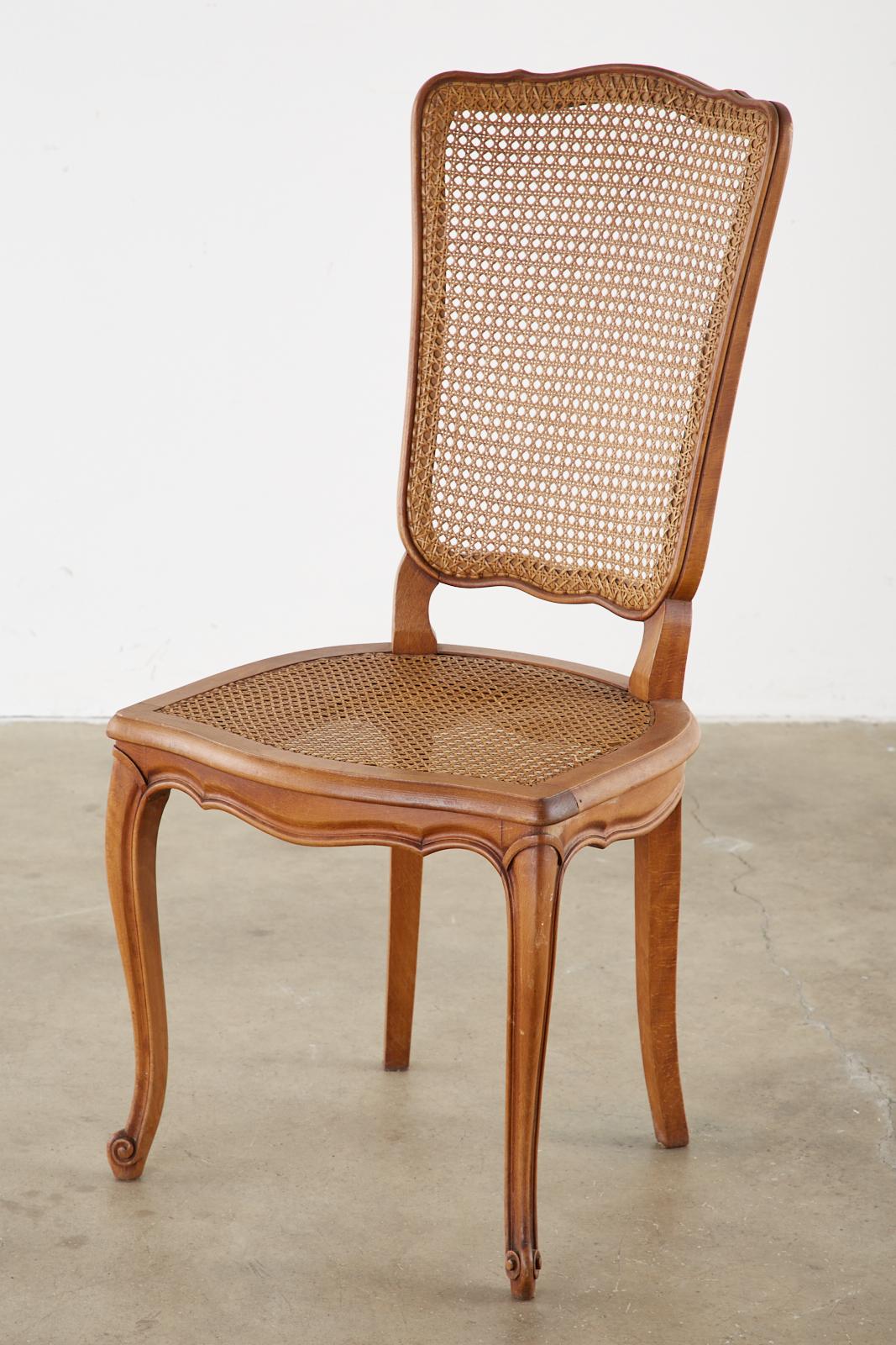 Set of Six French Provincial Caned Mahogany Dining Chairs 3