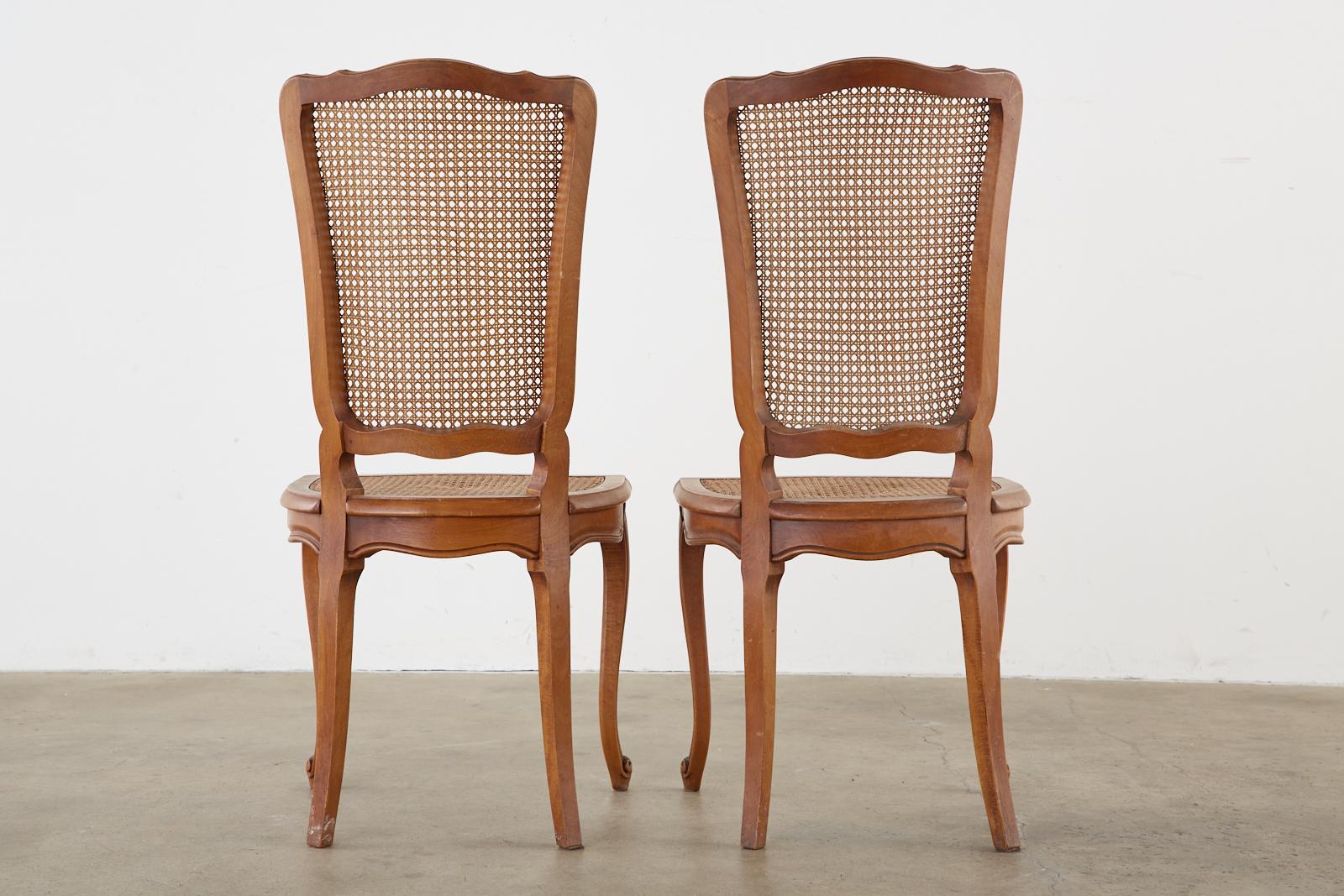 Set of Six French Provincial Caned Mahogany Dining Chairs 12