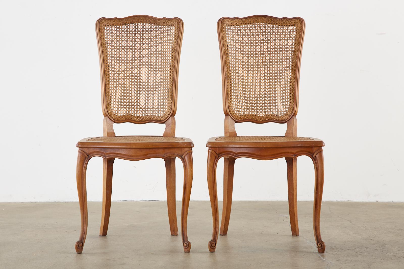 19th Century Set of Six French Provincial Caned Mahogany Dining Chairs