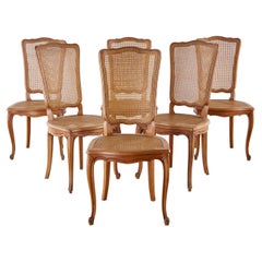 Set of Six French Provincial Caned Mahogany Dining Chairs