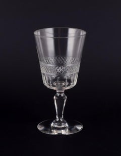 Set of six French red wine glasses in crystal glass. Approx. 1900