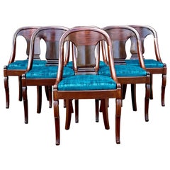 Conjunto de Seis Sillas de Comedor Góndola Francesas de Época Restauration