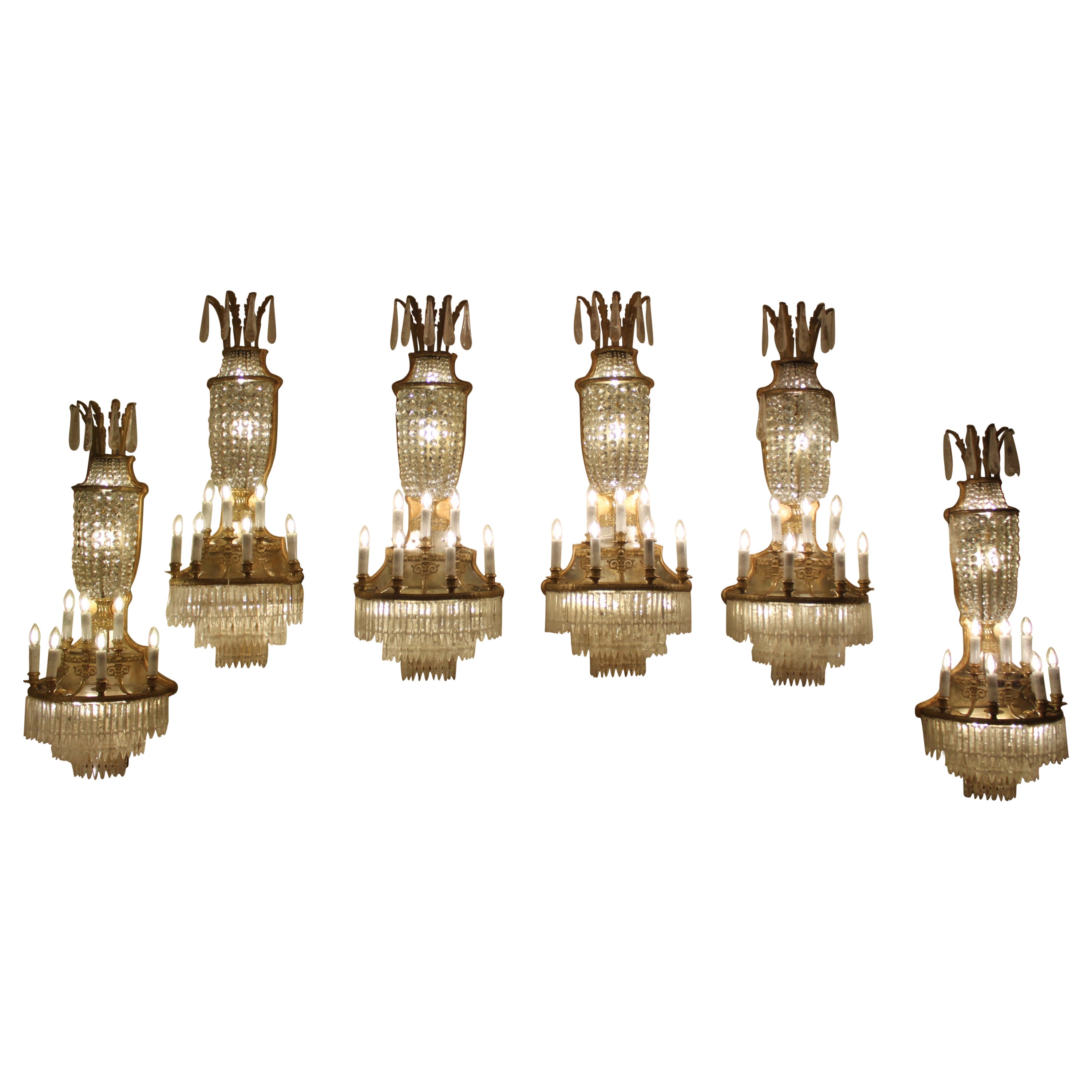 Ensemble de six Français  A.I.Light Lights en cristal de roche fin C.C. en vente