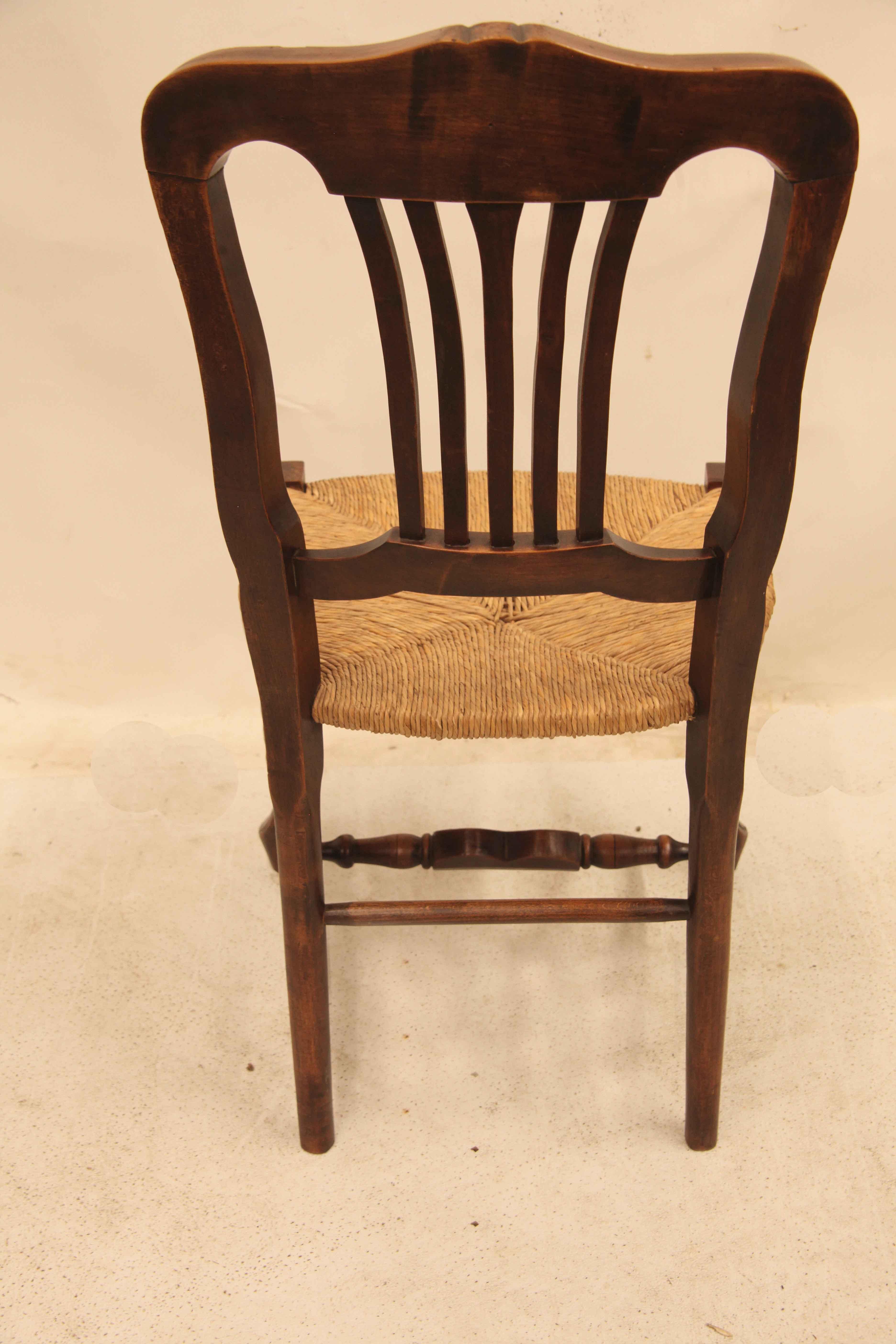 Set of Six French Rush Bottom Chairs For Sale 3