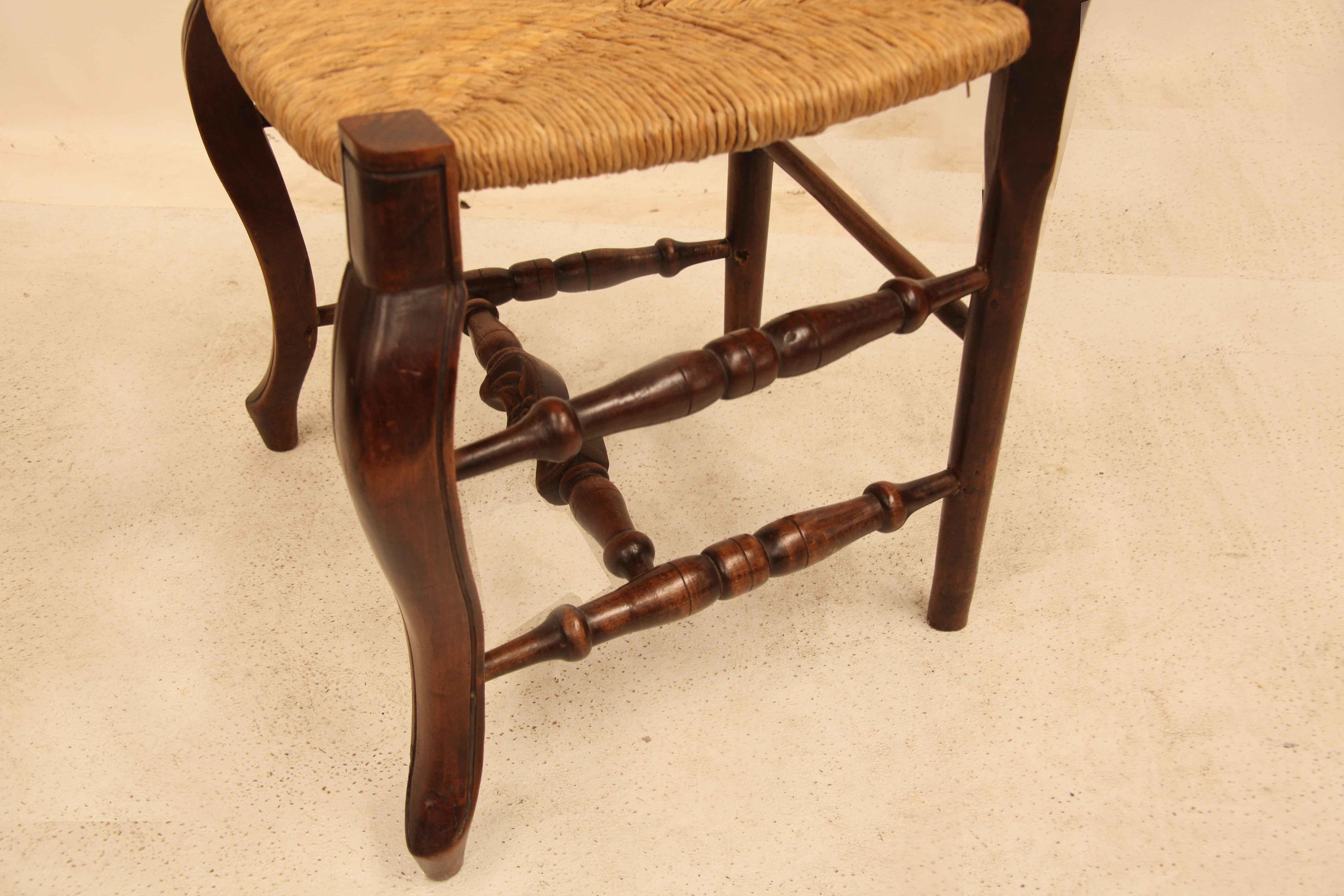 Set of Six French Rush Bottom Chairs For Sale 2