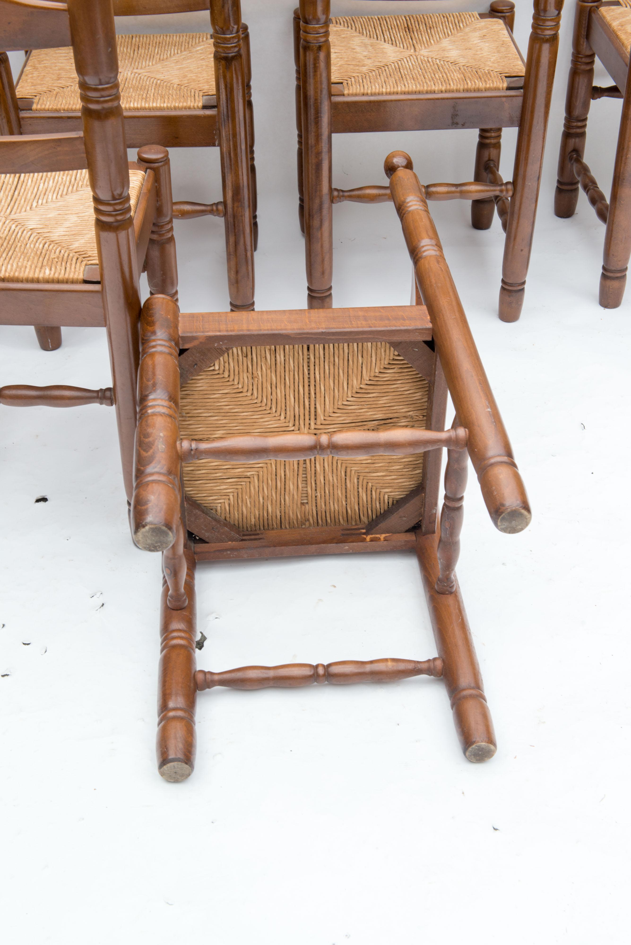 Set of Six French Rustic Ladder Back Dining Chairs, 1960s 3