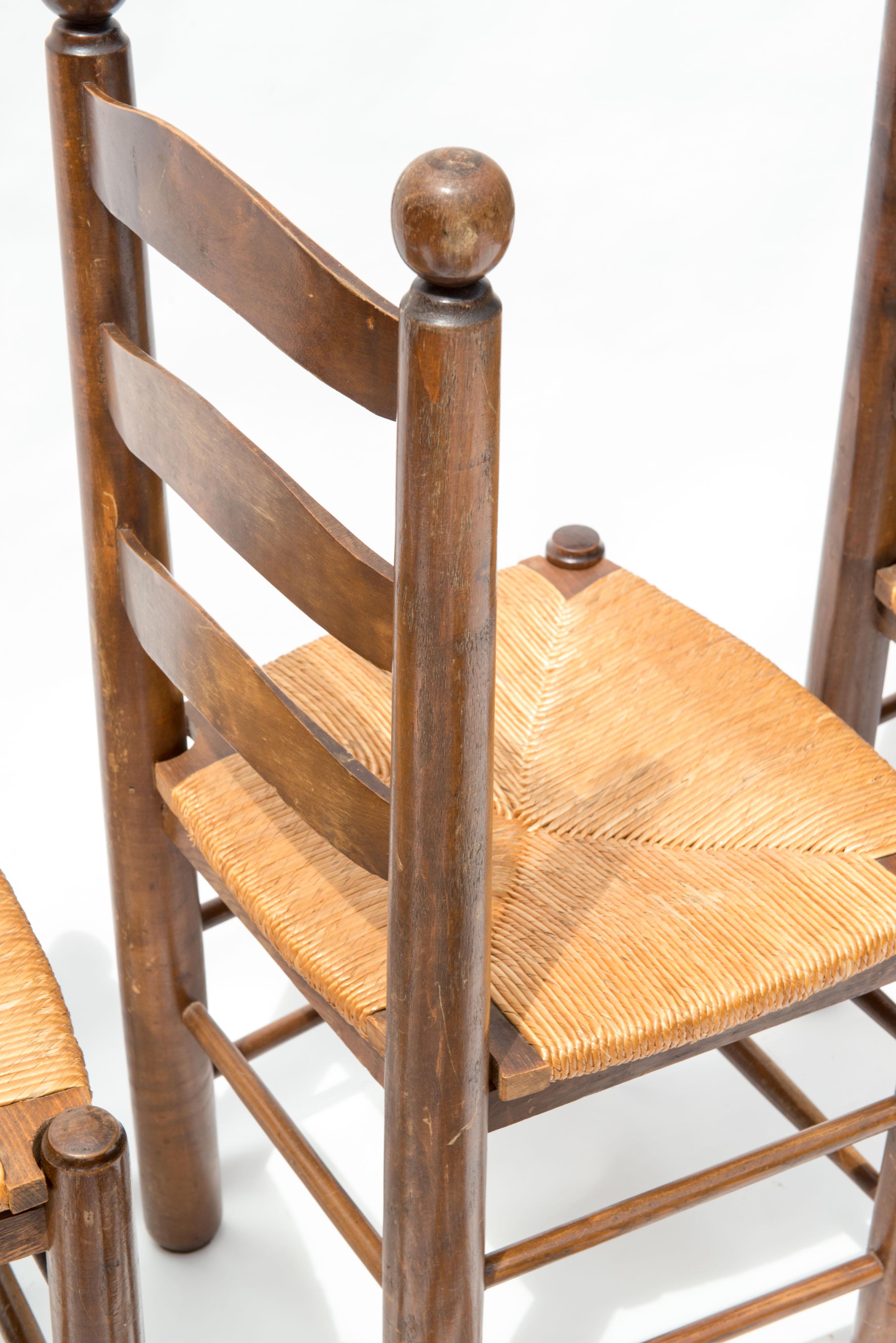 Set of Six French Rustic Ladder Back Dining Chairs, 1960s 5
