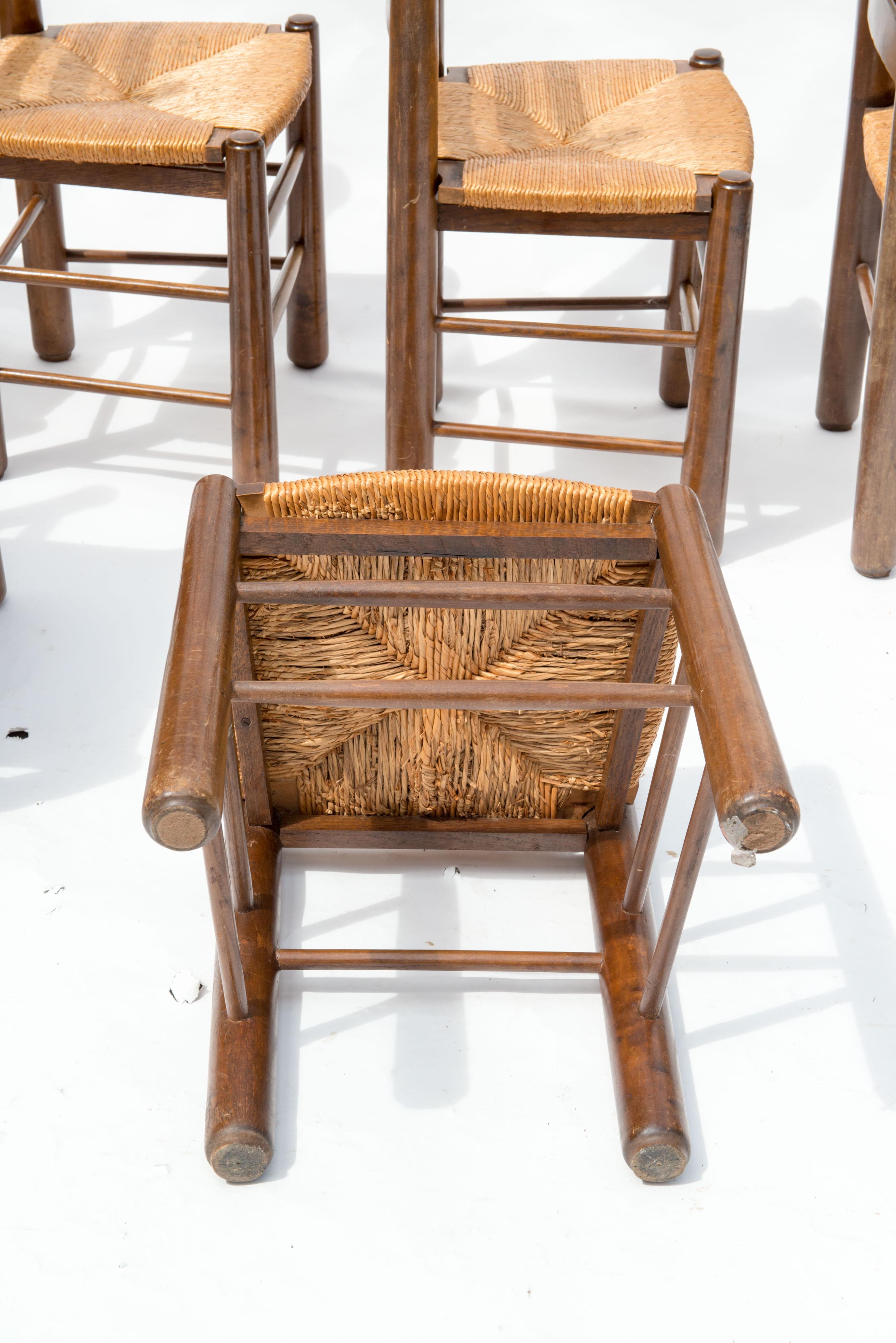 Set of Six French Rustic Ladder Back Dining Chairs, 1960s 4