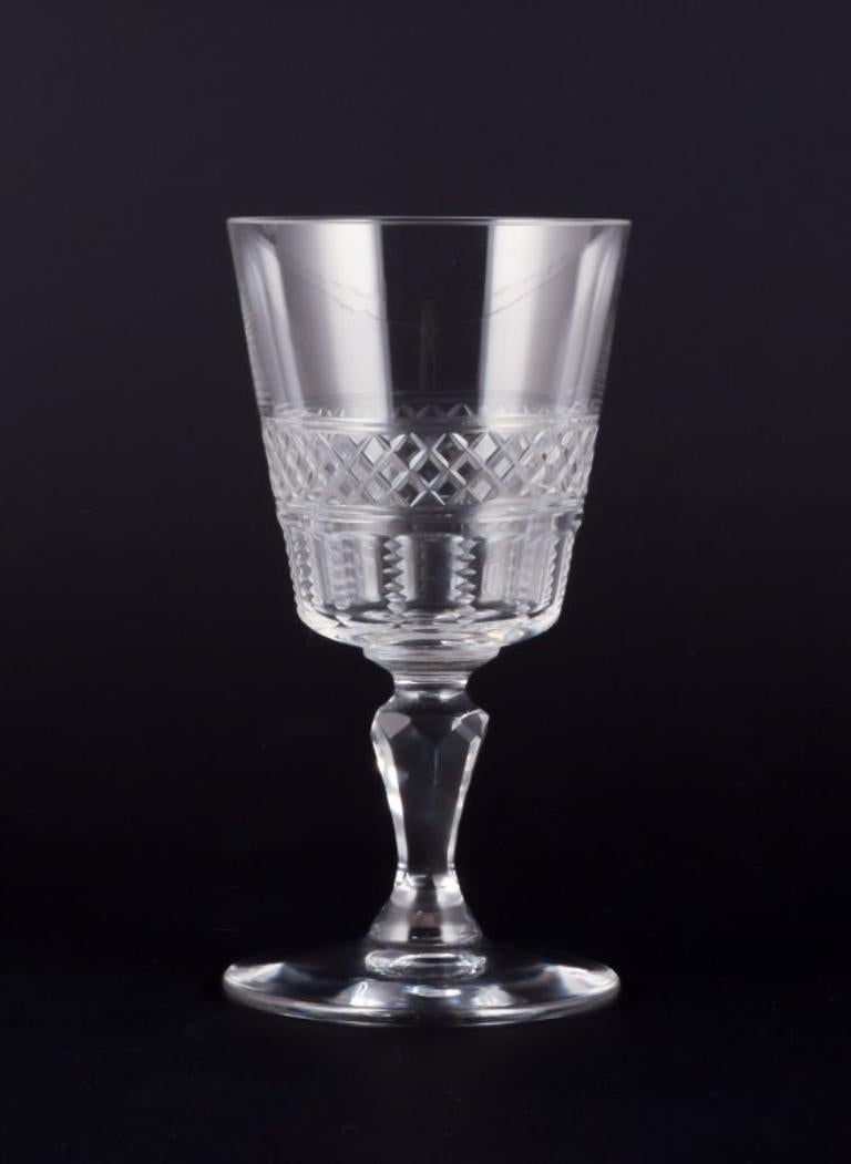 Set of six French sherry glasses in crystal glass. Ca 1900 In Excellent Condition For Sale In Copenhagen, DK