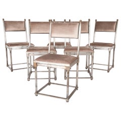 Set of Six French Steel Chairs in the Manner of Maison Jansen