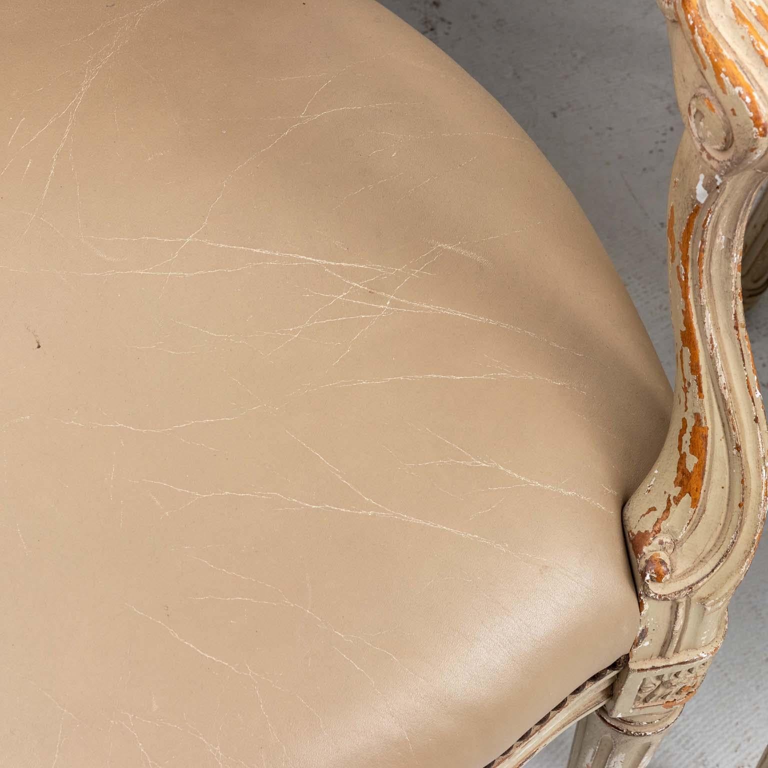 20th Century Set of Six French Style Oval Back Leather Chairs For Sale