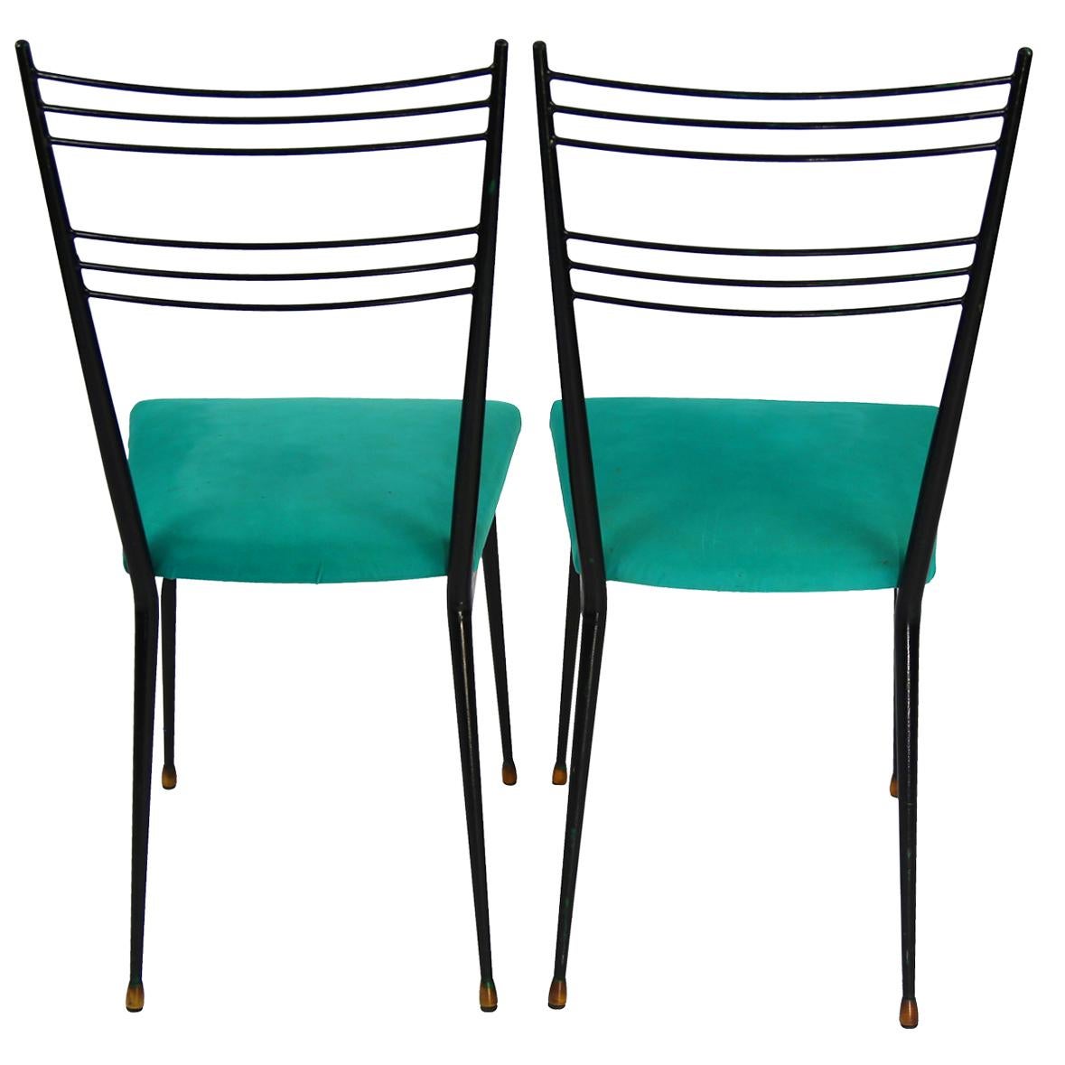 Mid-Century Modern Set of Six French Stylized Ladder Back Chairs in the Style of Gio Ponti