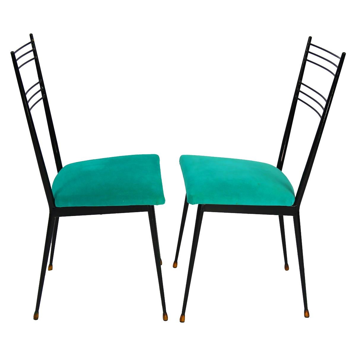 Set of Six French Stylized Ladder Back Chairs in the Style of Gio Ponti In Excellent Condition In New York, NY