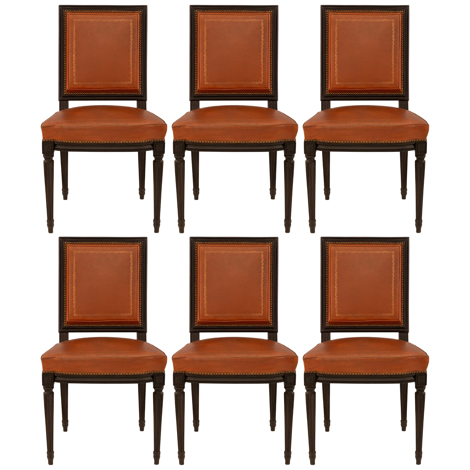 Set Of Six French Turn Of The Century Louis XVI St. Fruitwood Side Chairs