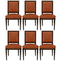 Set Of Six French Turn Of The Century Louis XVI St. Fruitwood Side Chairs