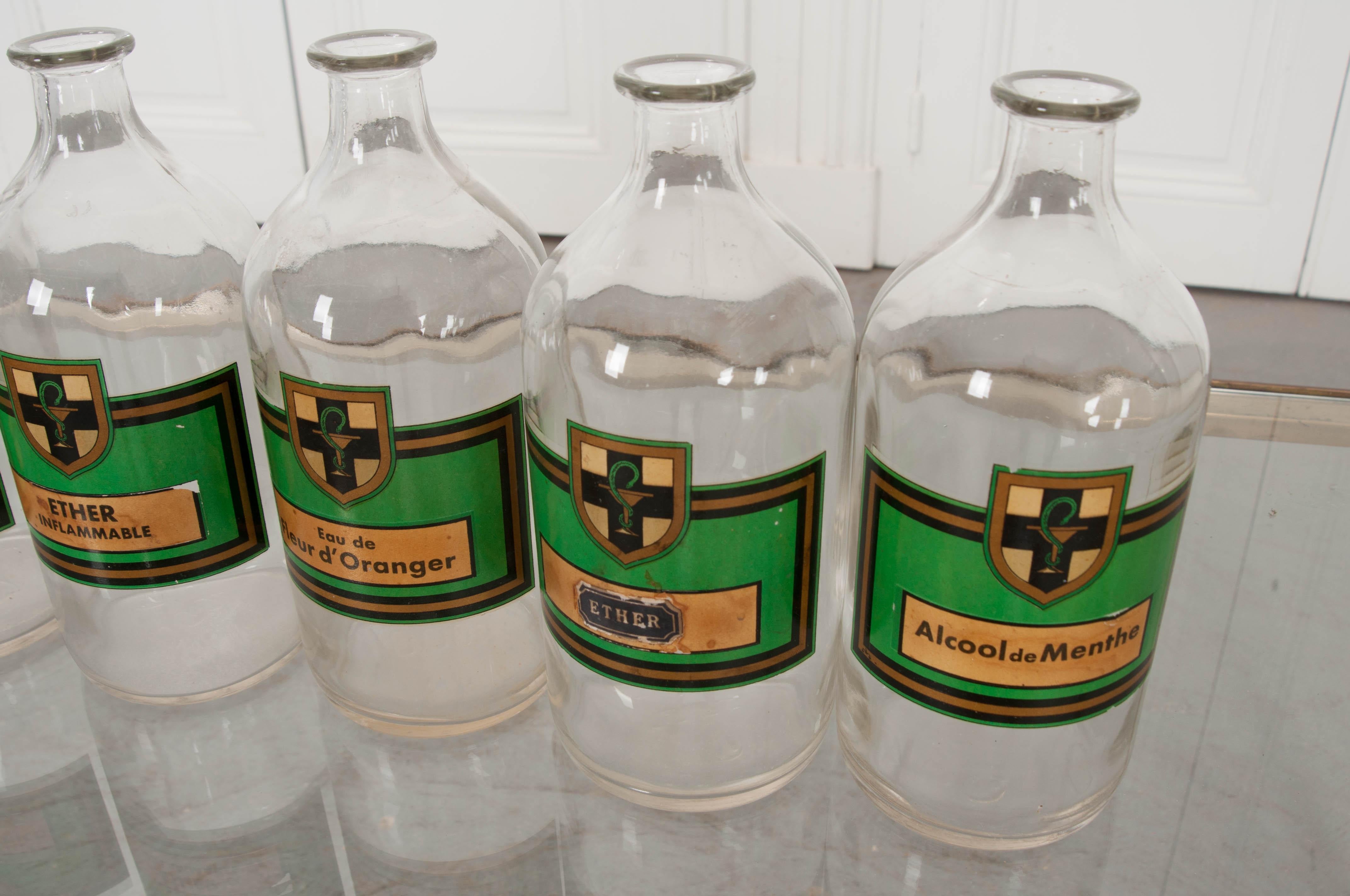 Set of Six French Vintage Apothecary Bottles 1