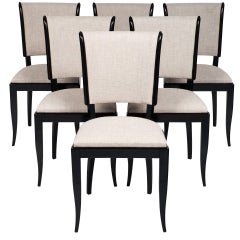 Set of Six French Vintage Art Deco Dining Chairs