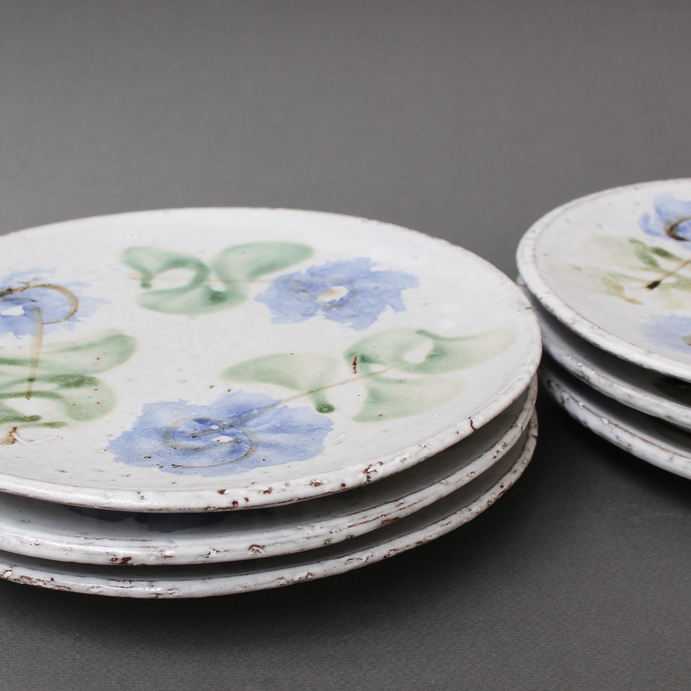 Mid-20th Century Set of Six French Vintage Ceramic Plates by Albert Thiry 'circa 1960s'